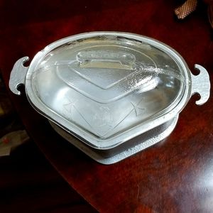 1940s GUARDIAN SERVICE 4 QUART ROASTER HAMMERED ALUMINUM W GLASS DOME